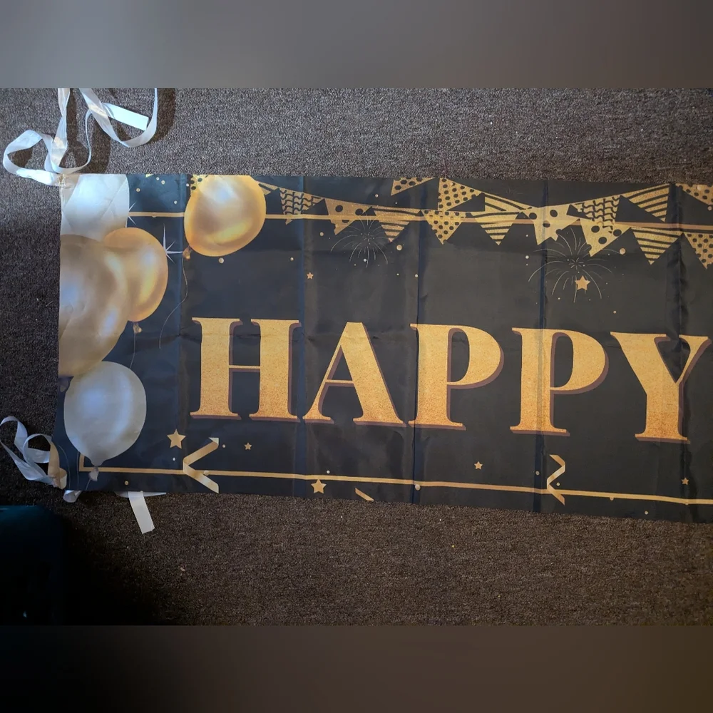 HAPPY 60TH BIRTHDAY Elegant Gold and Black Banner